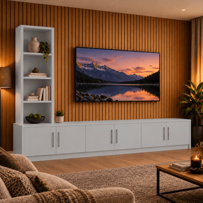 Shire Smooth Media Wall Unit - Left Hand Bookcase 19 - Online Bedrooms