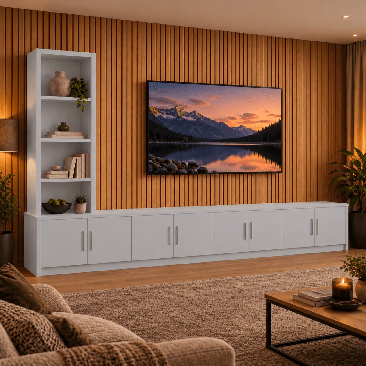 Shire Smooth Media Wall Unit - Left Hand Bookcase 40 - Online Bedrooms