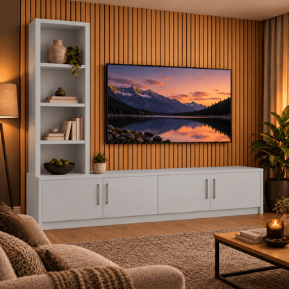 Shire Smooth Media Wall Unit - Left Hand Bookcase 5 - Online Bedrooms