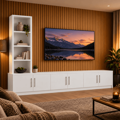 Shire Smooth Media Wall Unit - Left Hand Bookcase 16 - Online Bedrooms