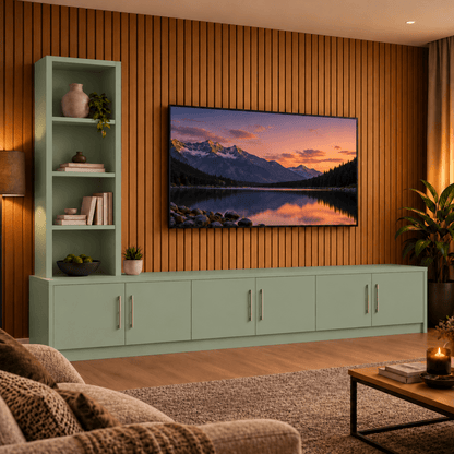 Shire Smooth Media Wall Unit - Left Hand Bookcase 21 - Online Bedrooms