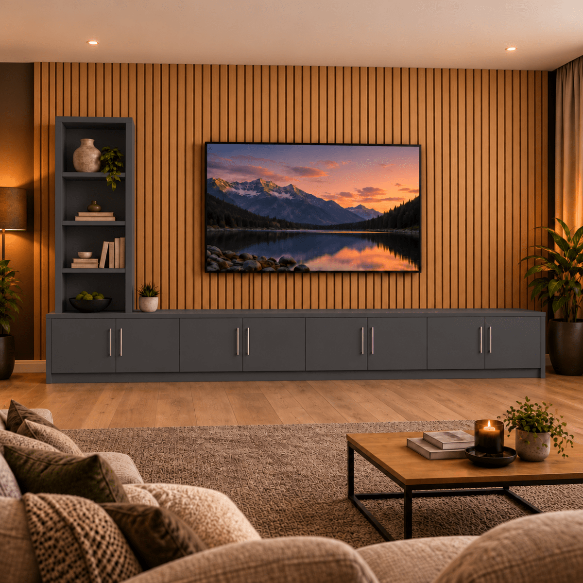 Shire Smooth Media Wall Unit - Left Hand Bookcase 53 - Online Bedrooms