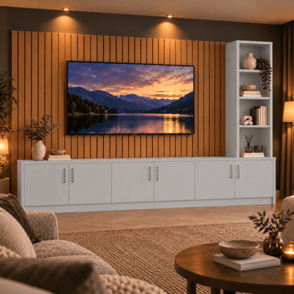 Shire Smooth Media Wall Unit - Right Hand Bookcase 19 - Online Bedrooms