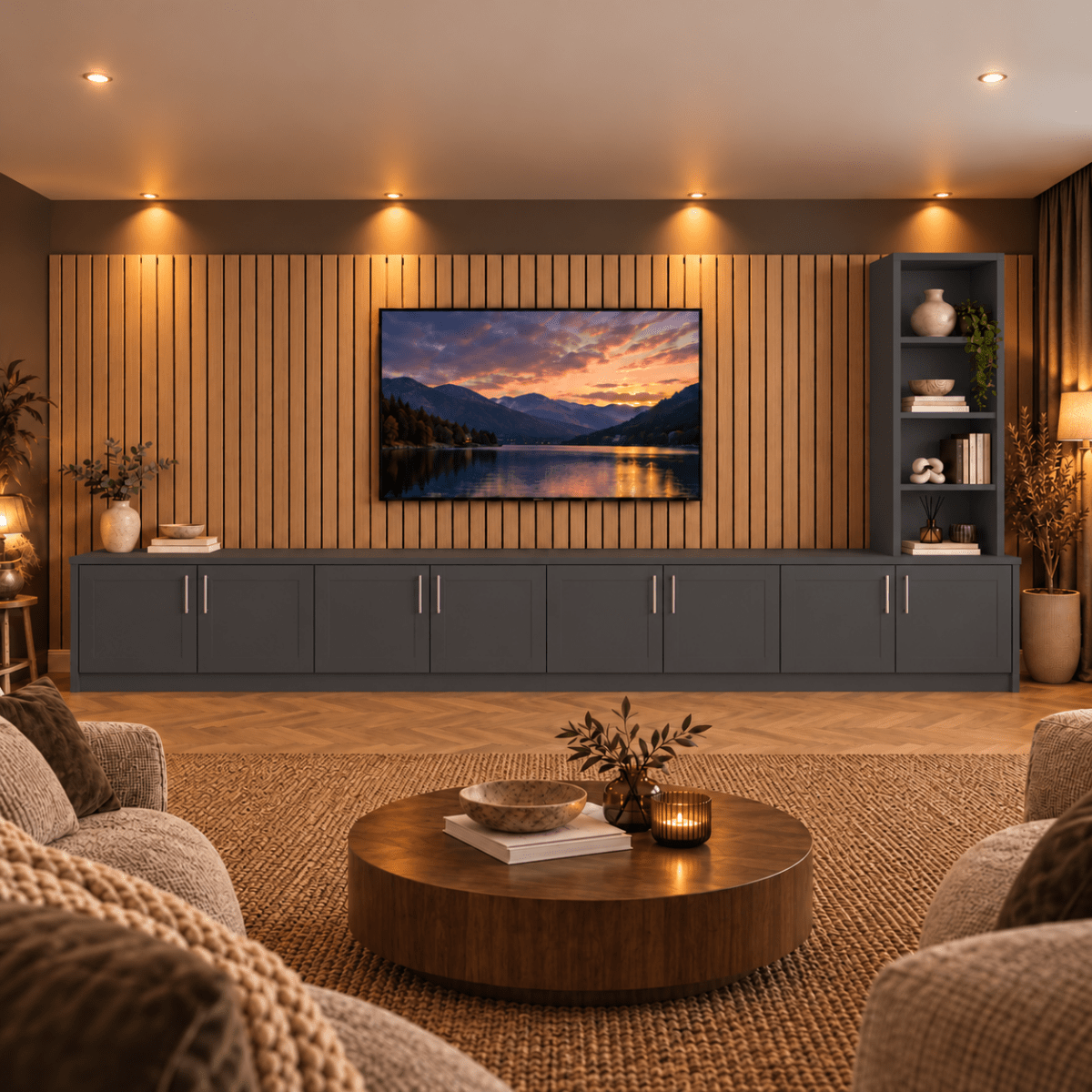 Shire Smooth Media Wall Unit - Right Hand Bookcase 53 - Online Bedrooms
