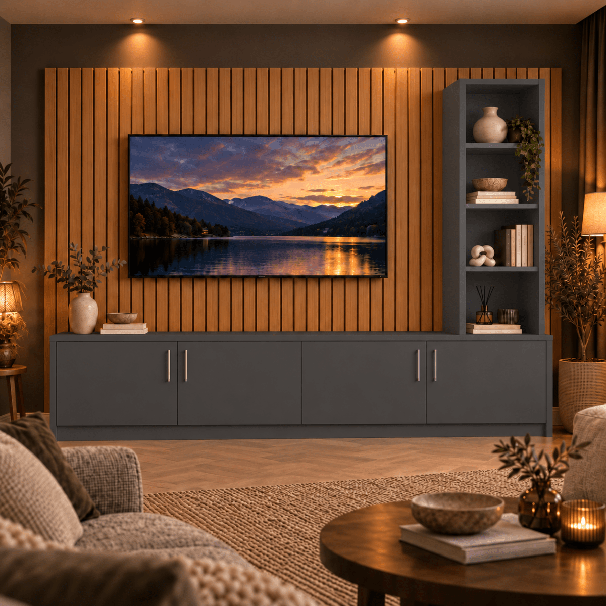 Shire Smooth Media Wall Unit - Right Hand Bookcase 4 - Online Bedrooms