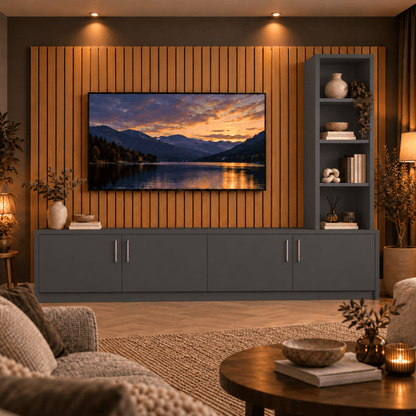 Shire Smooth Media Wall Unit - Right Hand Bookcase 4 - Online Bedrooms