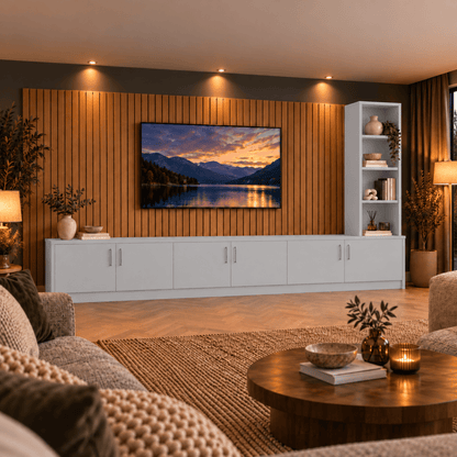 Shire Smooth Media Wall Unit - Right Hand Bookcase 26 - Online Bedrooms