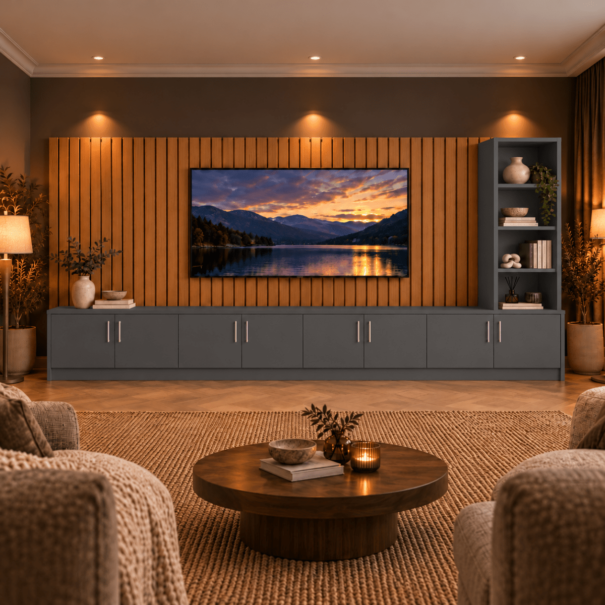 Shire Smooth Media Wall Unit - Right Hand Bookcase 46 - Online Bedrooms