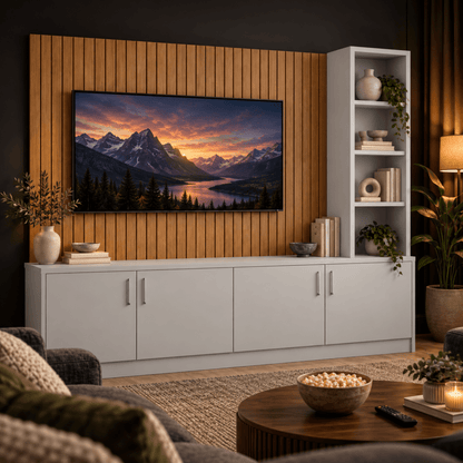 Shire Smooth Media Wall Unit - Right Hand Bookcase 2 - Online Bedrooms