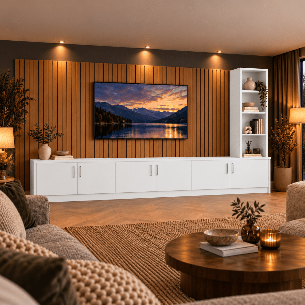 Shire Smooth Media Wall Unit - Right Hand Bookcase 23 - Online Bedrooms