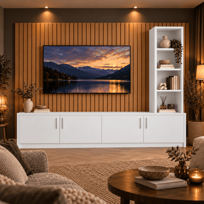 Shire Smooth Media Wall Unit - Right Hand Bookcase 1 - Online Bedrooms