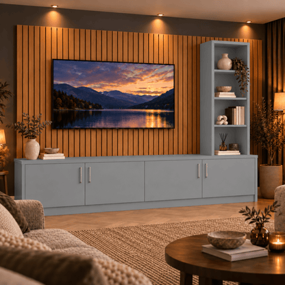 Shire Smooth Media Wall Unit - Right Hand Bookcase 13 - Online Bedrooms