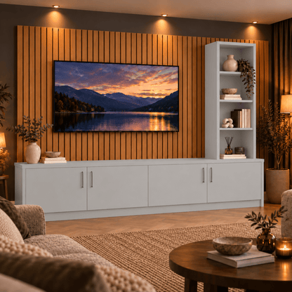 Shire Smooth Media Wall Unit - Right Hand Bookcase 12 - Online Bedrooms