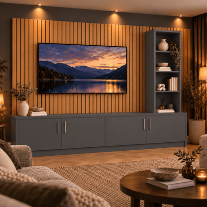 Shire Smooth Media Wall Unit - Right Hand Bookcase 11 - Online Bedrooms