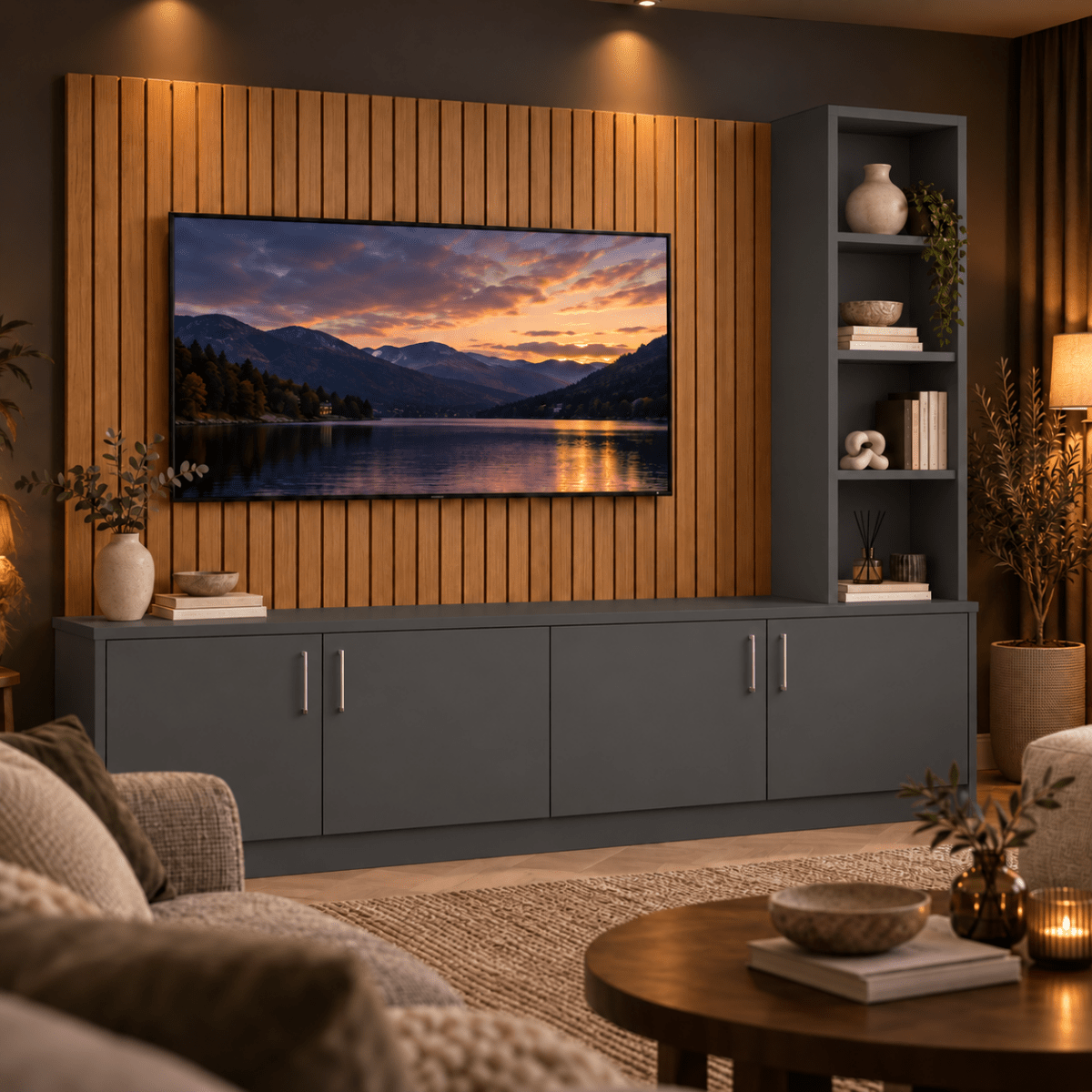 Shire Smooth Media Wall Unit - Right Hand Bookcase 4 - Online Bedrooms