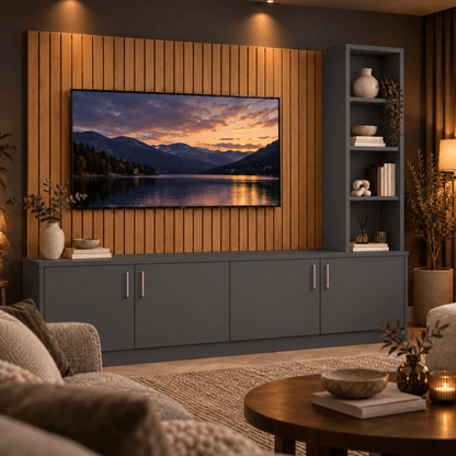 Shire Smooth Media Wall Unit - Right Hand Bookcase 4 - Online Bedrooms