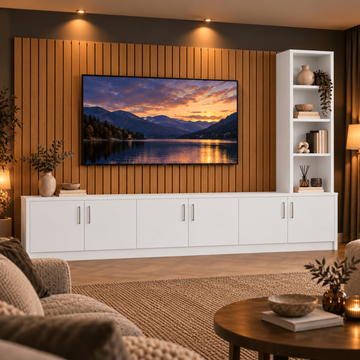 Shire Smooth Media Wall Unit - Right Hand Bookcase 16 - Online Bedrooms