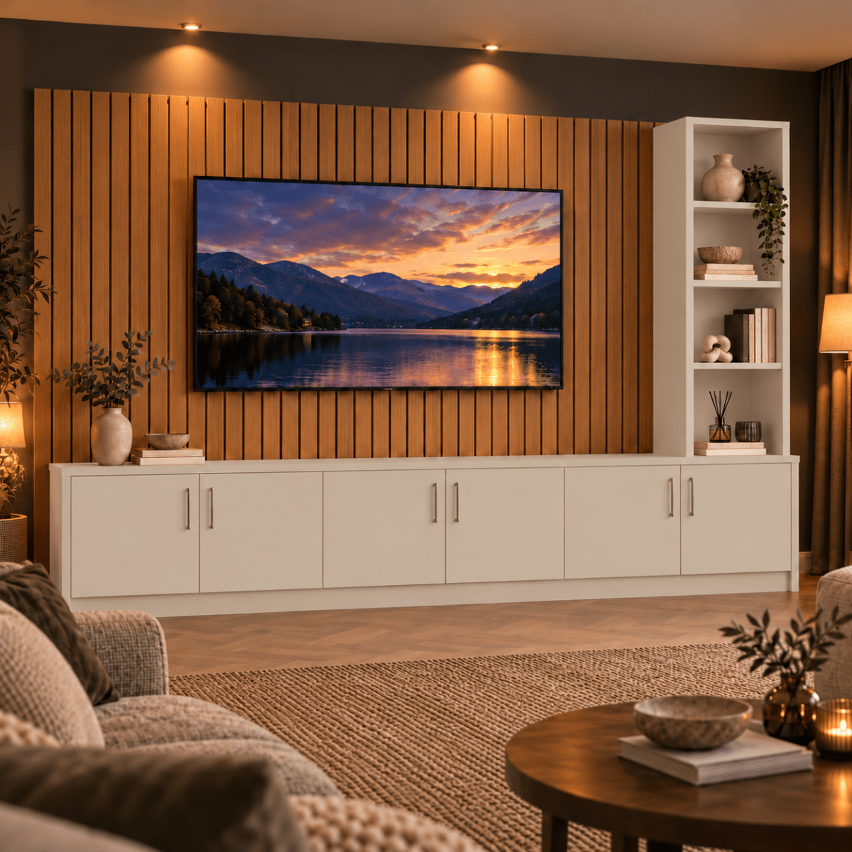 Shire Smooth Media Wall Unit - Right Hand Bookcase 17 - Online Bedrooms