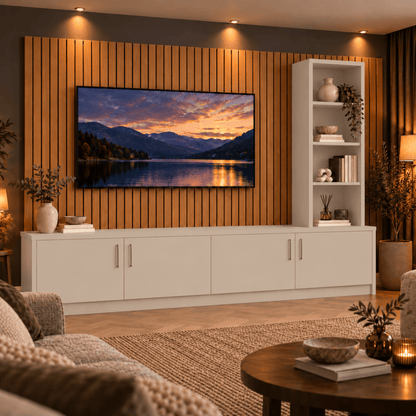 Shire Smooth Media Wall Unit - Right Hand Bookcase 10 - Online Bedrooms