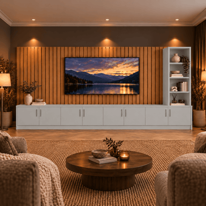 Shire Smooth Media Wall Unit - Right Hand Bookcase 47 - Online Bedrooms