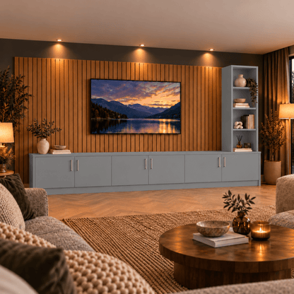 Shire Smooth Media Wall Unit - Right Hand Bookcase 27 - Online Bedrooms