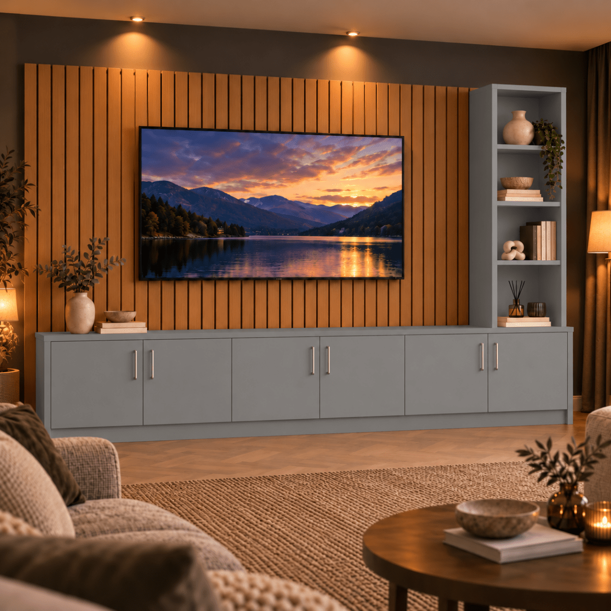 Shire Smooth Media Wall Unit - Right Hand Bookcase 20 - Online Bedrooms
