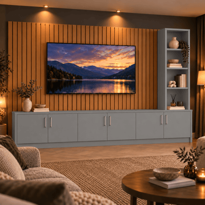 Shire Smooth Media Wall Unit - Right Hand Bookcase 20 - Online Bedrooms