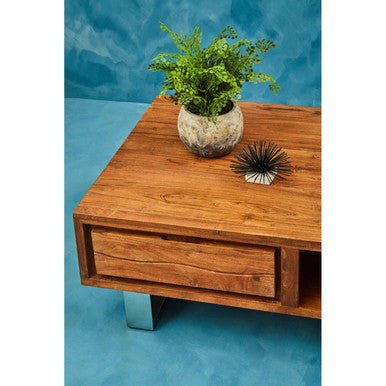 Simla Acacia Wood Coffee Table with Drawer 7 - Online Bedrooms