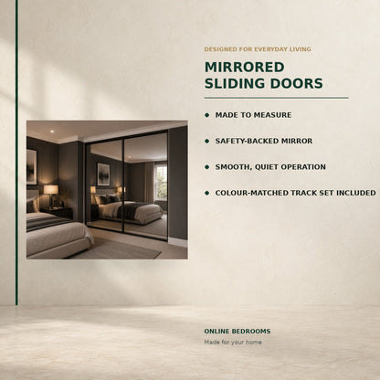 Single Panel Mirrored Sliding Wardrobe Doors - Widths Available 1893mm - 3105mm 2 - Online Bedrooms