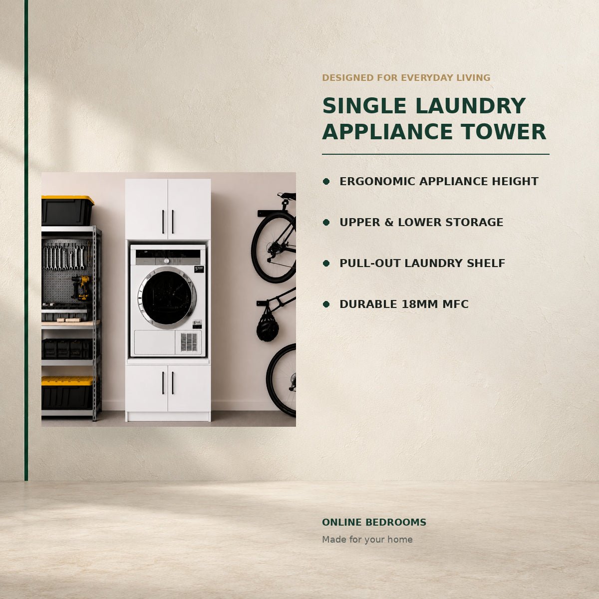 Single Washing Machine / Tumble Dryer Appliance Cabinet 2 - Online Bedrooms