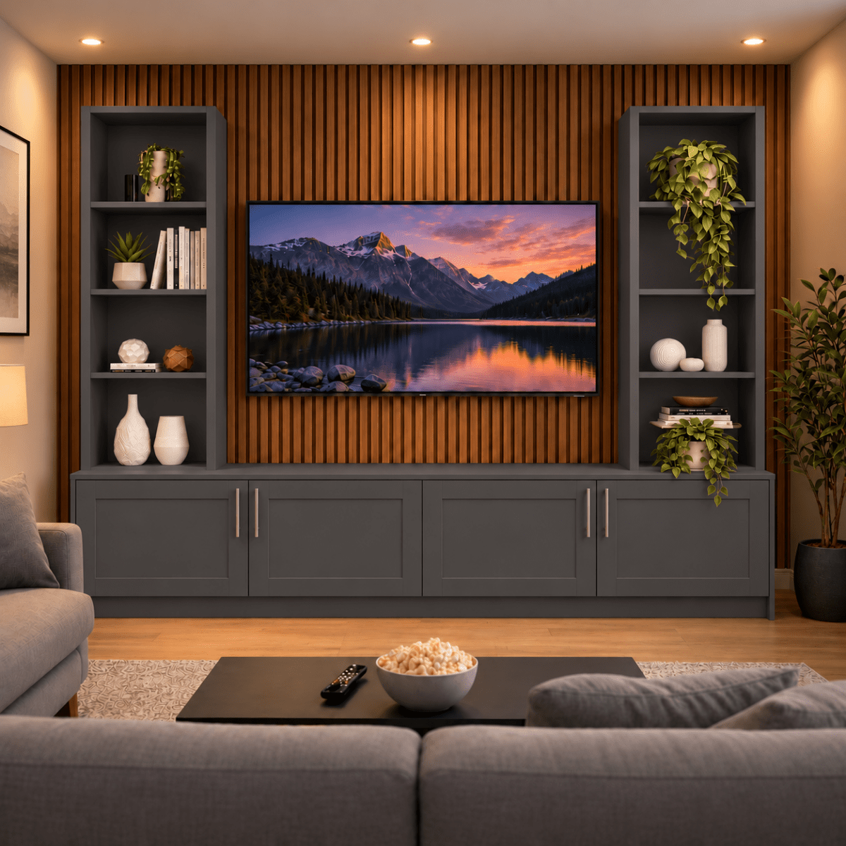 Southwell Shaker Media Wall Double Bookcase Unit 4 - Online Bedrooms