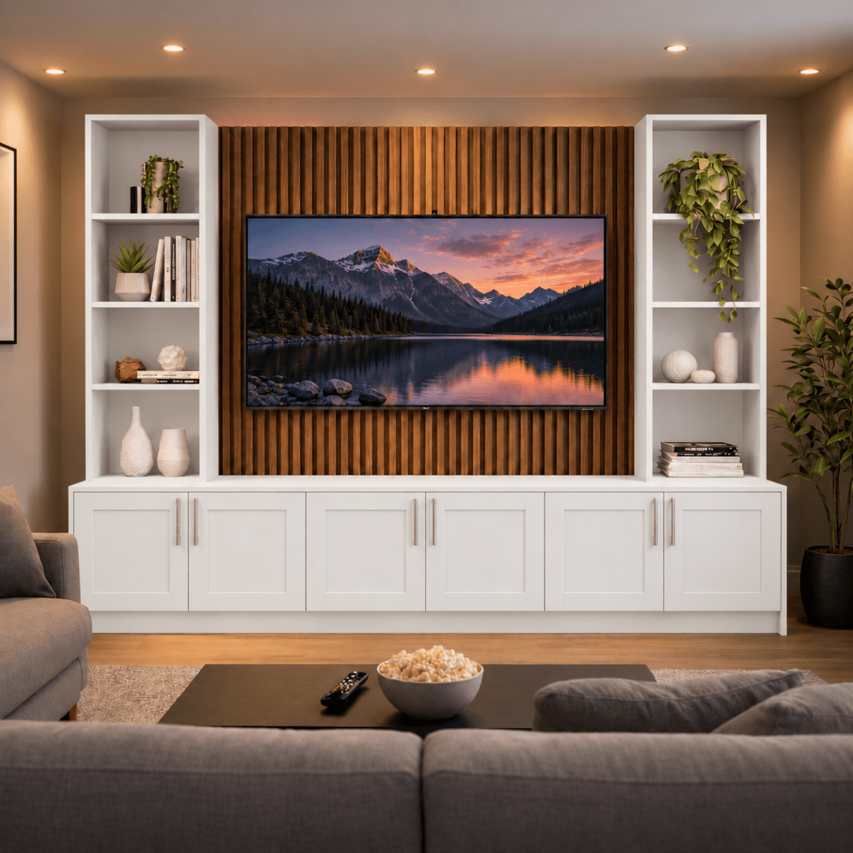 Southwell Shaker Media Wall Double Bookcase Unit 4 - Online Bedrooms