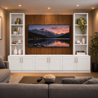 Southwell Shaker Media Wall Double Bookcase Unit 4 - Online Bedrooms