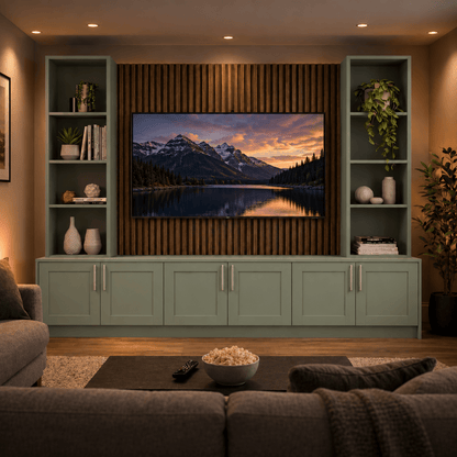 Southwell Shaker Media Wall Double Bookcase Unit 7 - Online Bedrooms