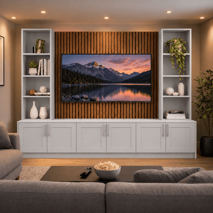 Southwell Shaker Media Wall Double Bookcase Unit 5 - Online Bedrooms