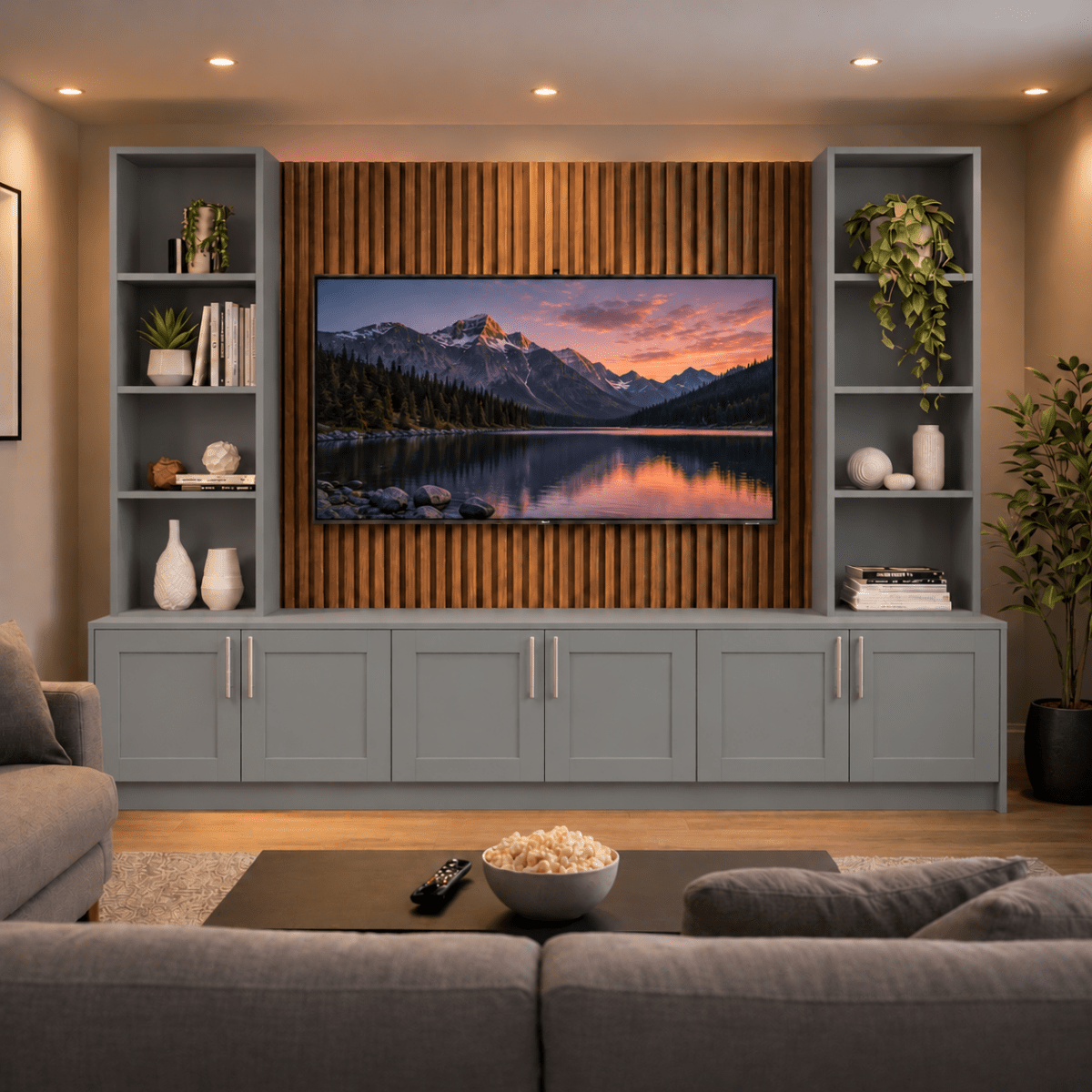 Southwell Shaker Media Wall Double Bookcase Unit 6 - Online Bedrooms