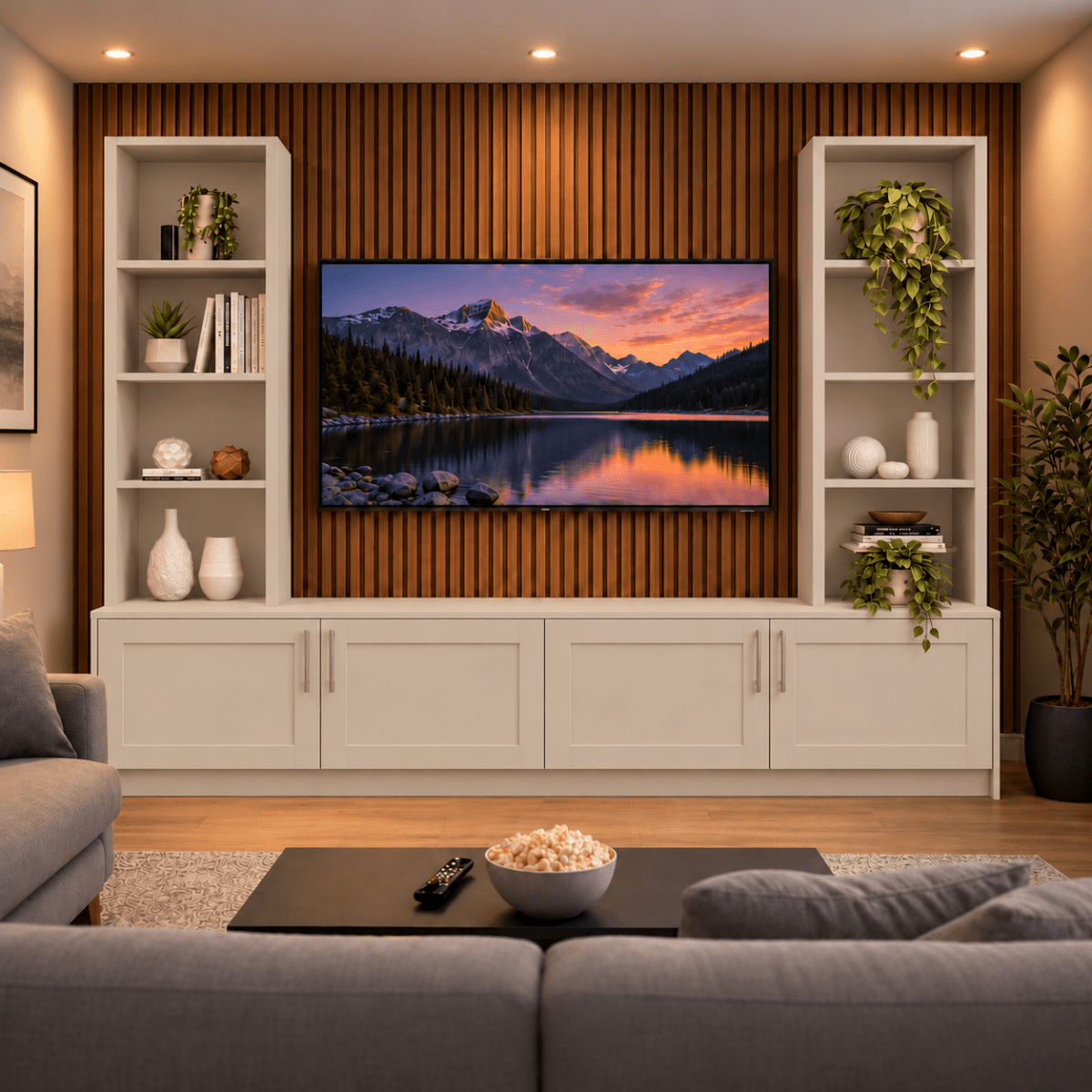 Southwell Shaker Media Wall Double Bookcase Unit 3 - Online Bedrooms