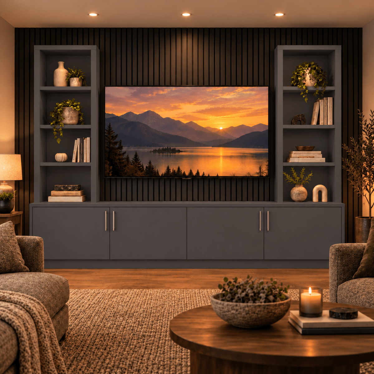 Southwell Smooth Media Wall Double Bookcase Unit 4 - Online Bedrooms