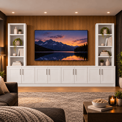 Southwell Tall Shaker Media Wall Double Bookcase Unit 44 - Online Bedrooms
