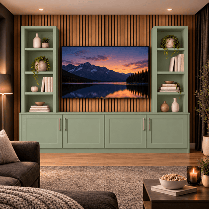 Southwell Tall Shaker Media Wall Double Bookcase Unit 7 - Online Bedrooms