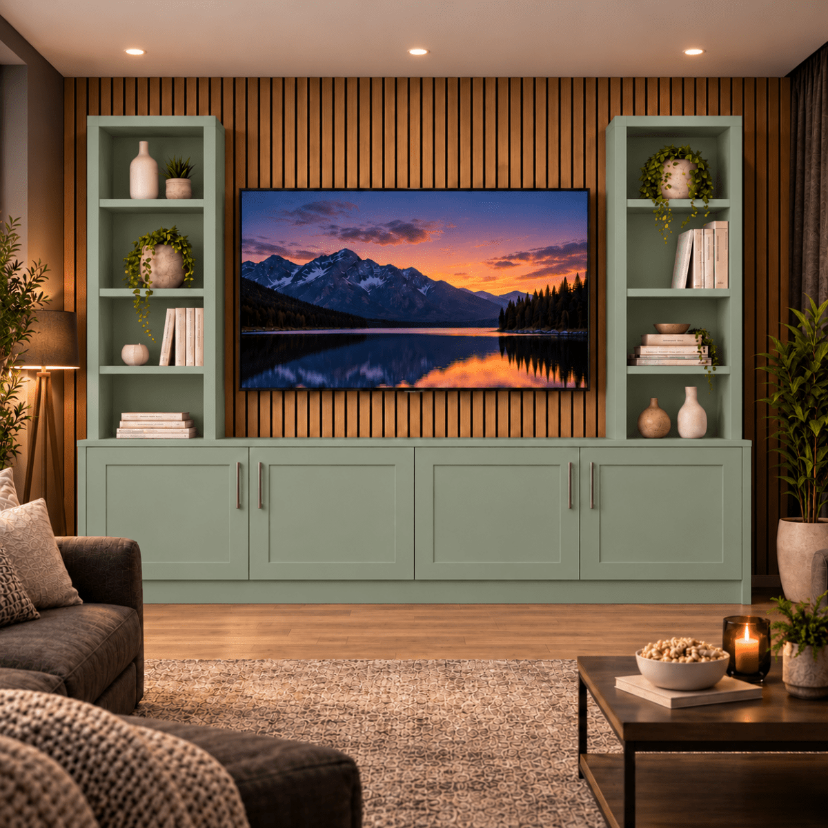 Southwell Tall Shaker Media Wall Double Bookcase Unit 13 - Online Bedrooms