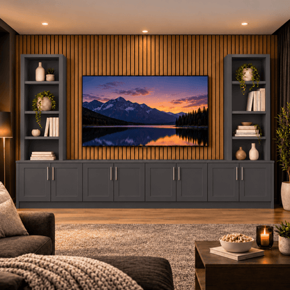 Southwell Tall Shaker Media Wall Double Bookcase Unit 40 - Online Bedrooms