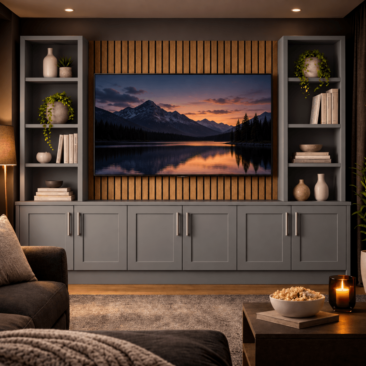 Southwell Tall Shaker Media Wall Double Bookcase Unit 7 - Online Bedrooms