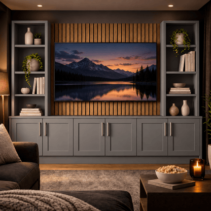 Southwell Tall Shaker Media Wall Double Bookcase Unit 7 - Online Bedrooms