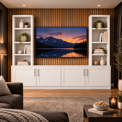 Southwell Tall Shaker Media Wall Double Bookcase Unit 1 - Online Bedrooms