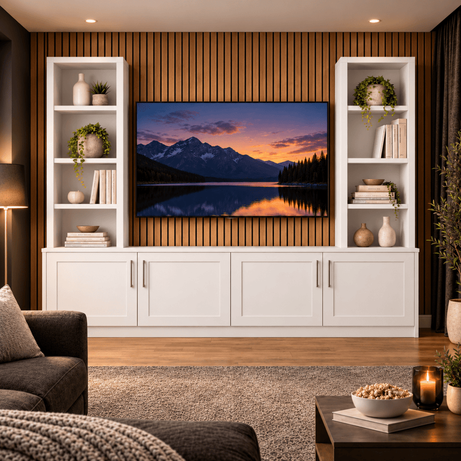 Southwell Tall Shaker Media Wall Double Bookcase Unit 1 - Online Bedrooms