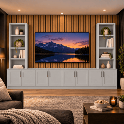 Southwell Tall Shaker Media Wall Double Bookcase Unit 41 - Online Bedrooms