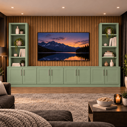 Southwell Tall Shaker Media Wall Double Bookcase Unit 37 - Online Bedrooms