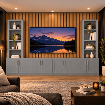 Southwell Tall Shaker Media Wall Double Bookcase Unit 42 - Online Bedrooms