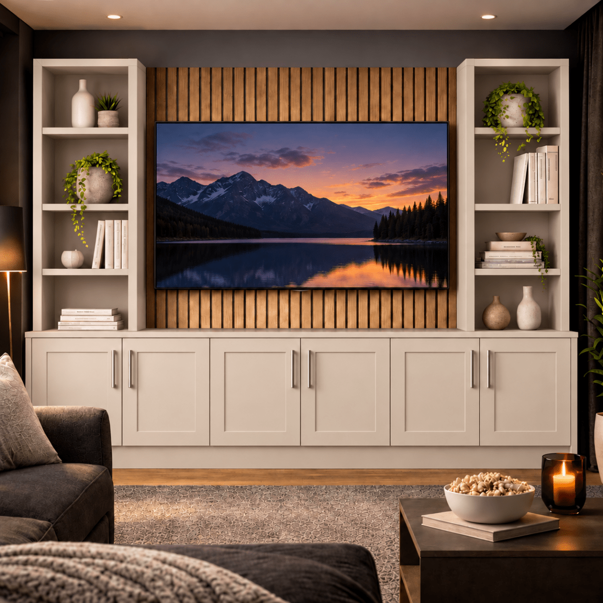 Southwell Tall Shaker Media Wall Double Bookcase Unit 3 - Online Bedrooms